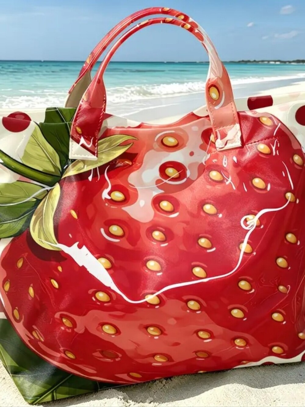 Summer Vibe Strawberry Print Bag Large Size PVC - Picture 4 of 6